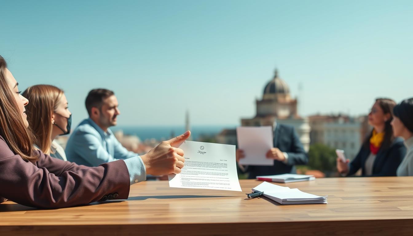 Persona feliz tras recibir una oferta de trabajo en España