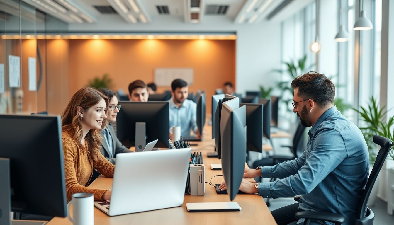 Profesionales trabajando en ofertas de empleo en España