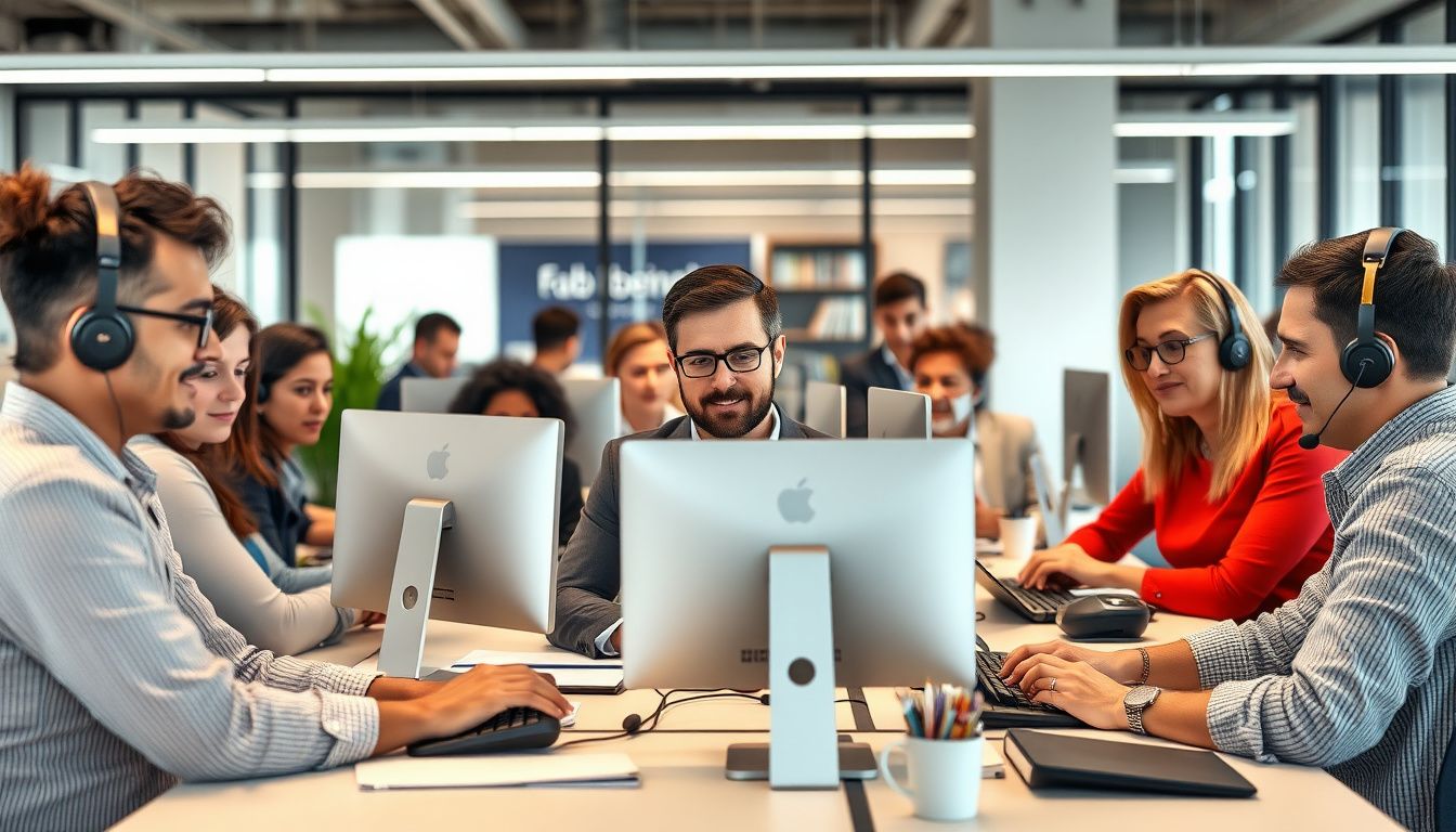 profesionales trabajando en oficina moderna en España