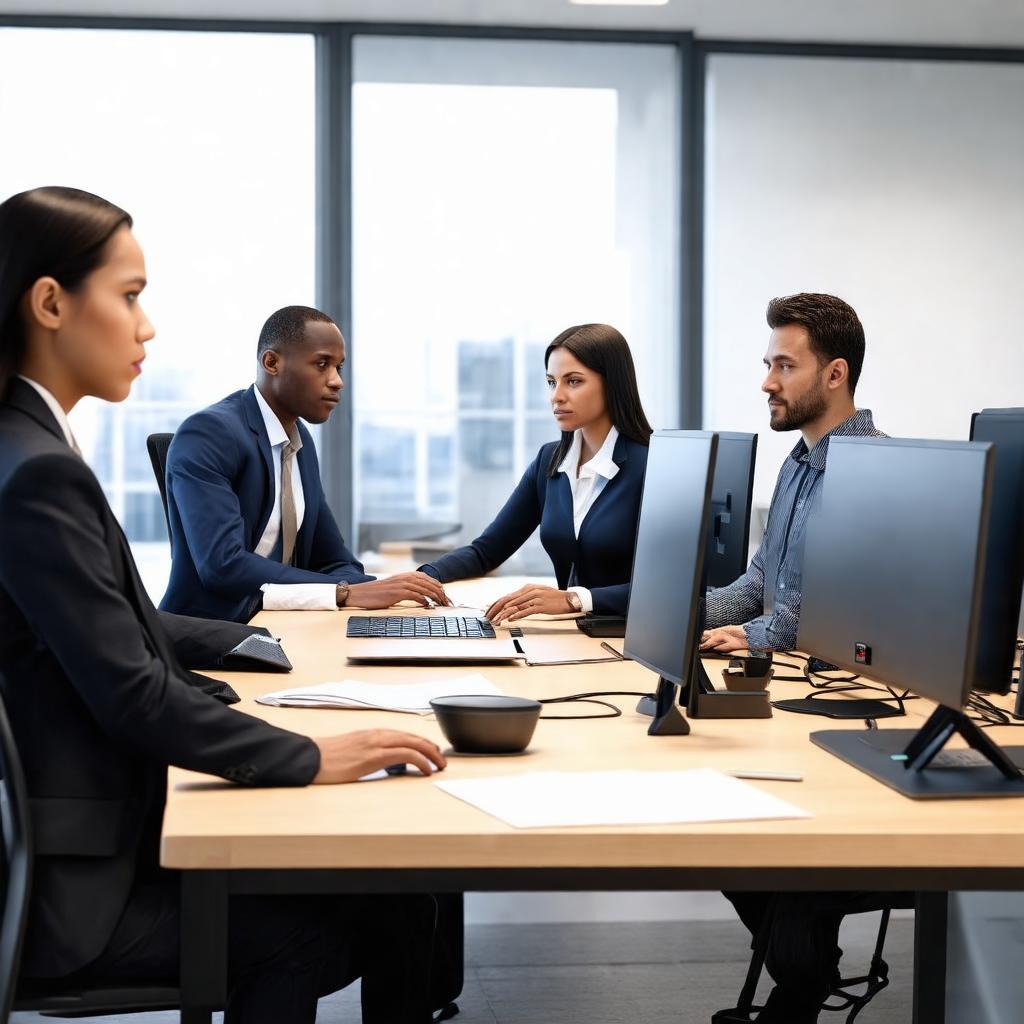 Profesionales trabajando en oficina moderna en Espana