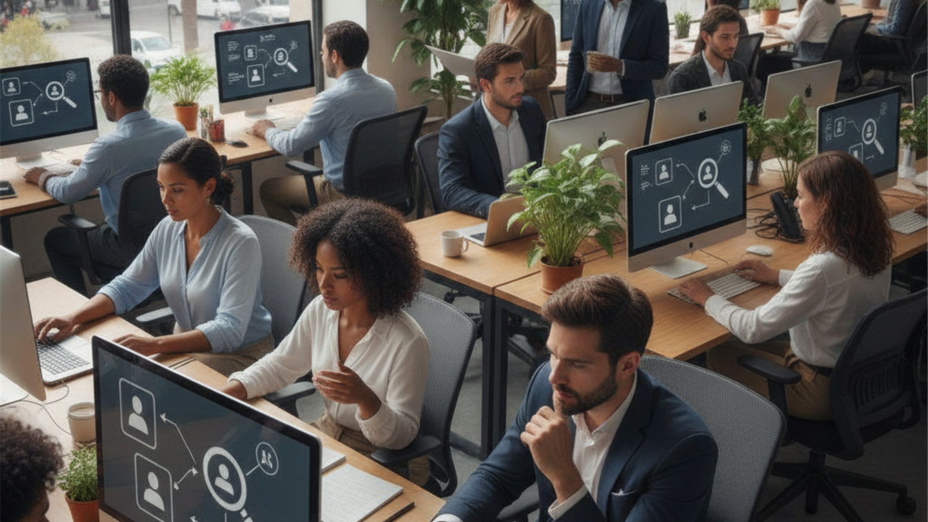 profesionales trabajando en oficina moderna en España