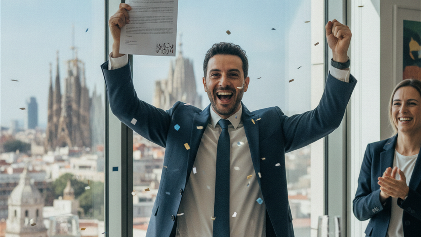 profesional recibiendo oferta de trabajo en España