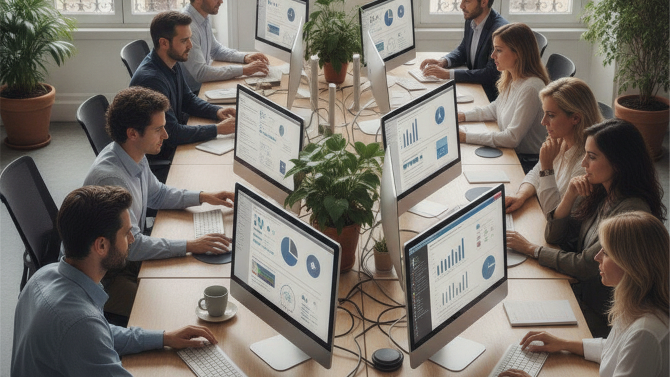 profesionales trabajando en oficina moderna en España