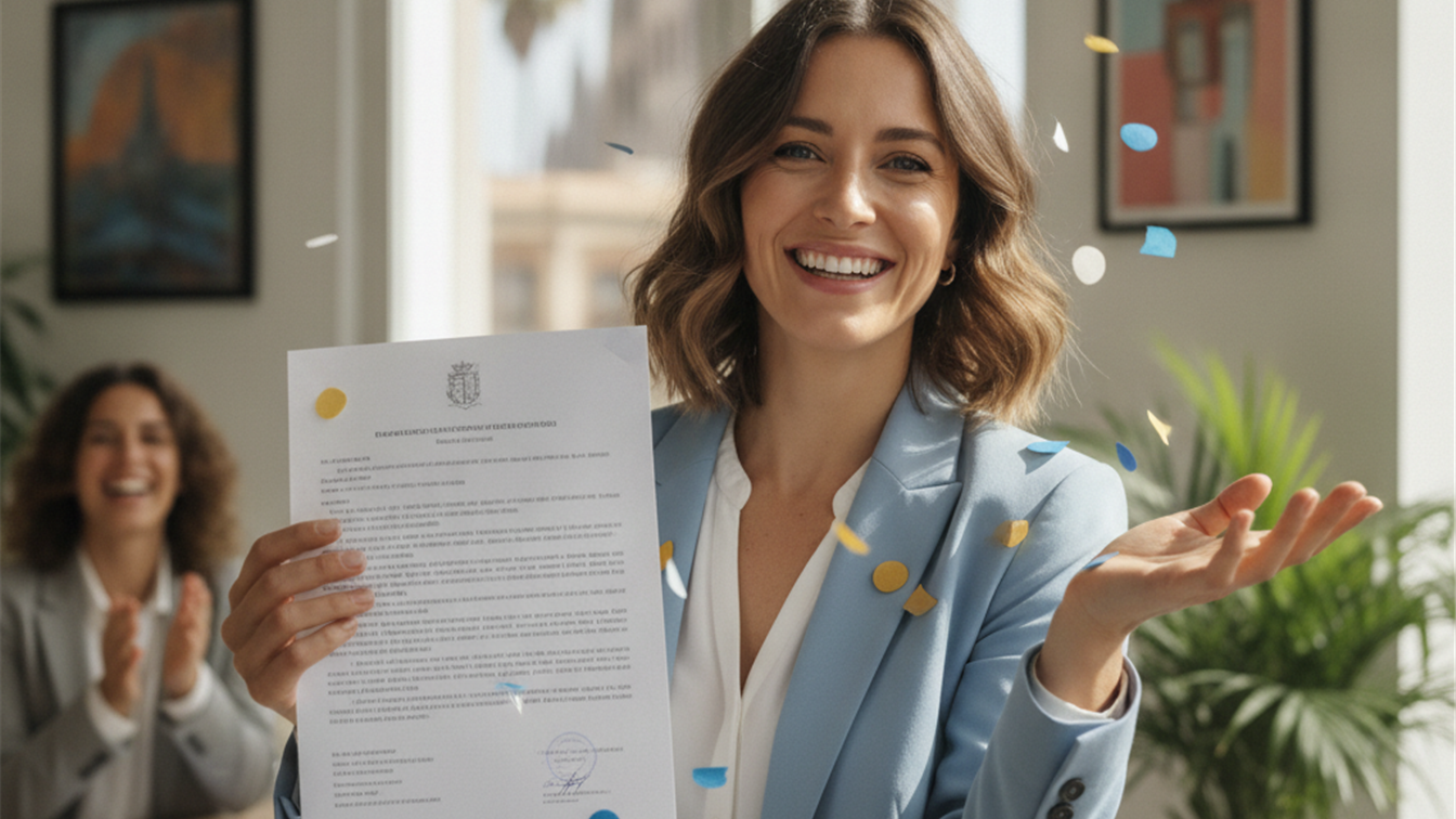 Persona revisando documentos de una oferta de trabajo
