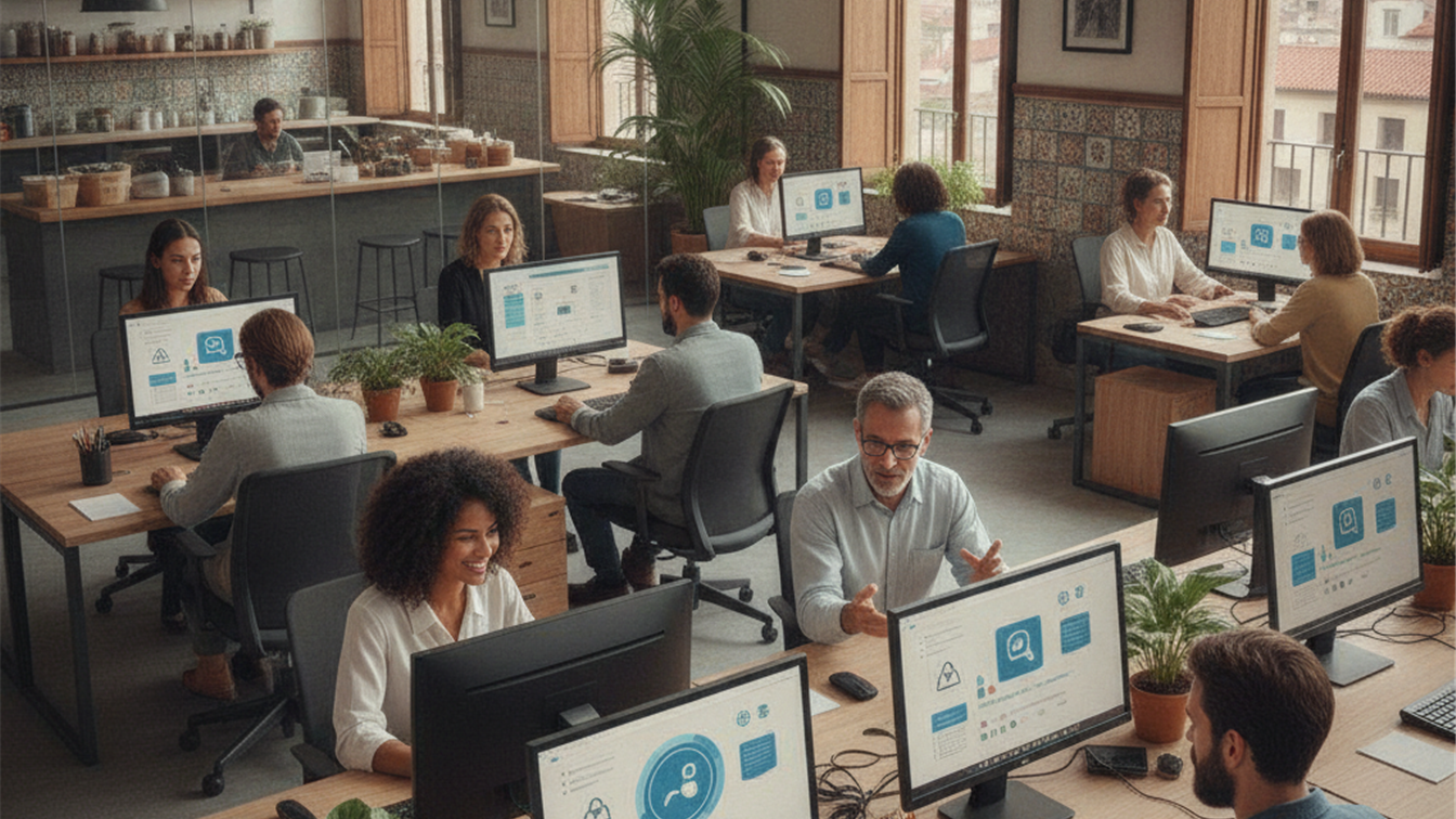 profesionales trabajando en oficina buscando empleo en España