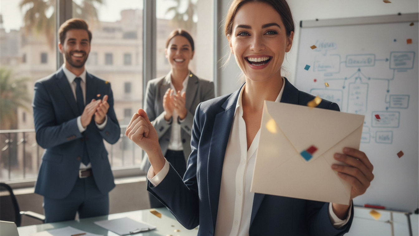 persona recibiendo una oferta de trabajo en España