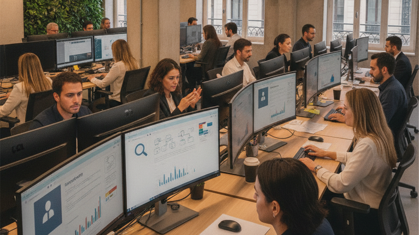 profesionales trabajando en oficina buscando empleo en España