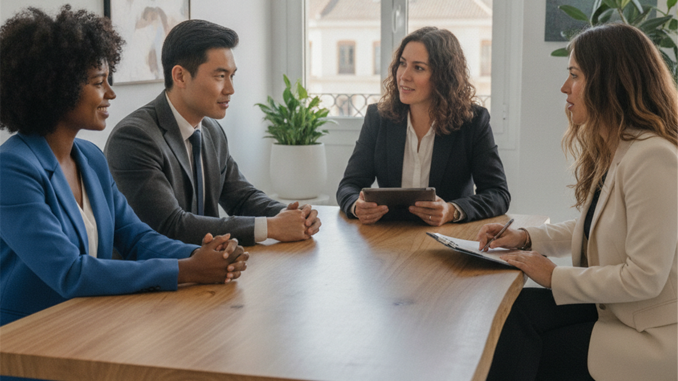 Profesionales en entrevista de trabajo en Espana