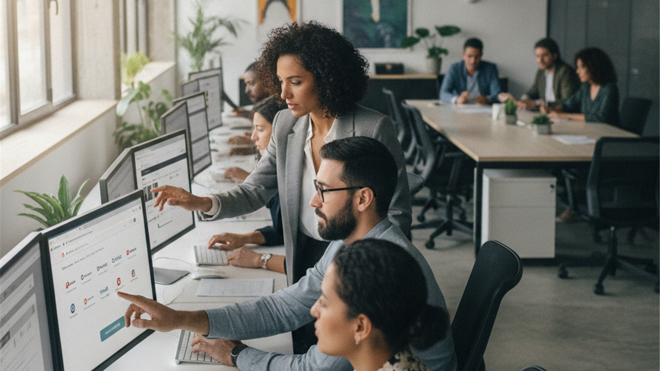 profesionales trabajando en oficina buscando empleo en España