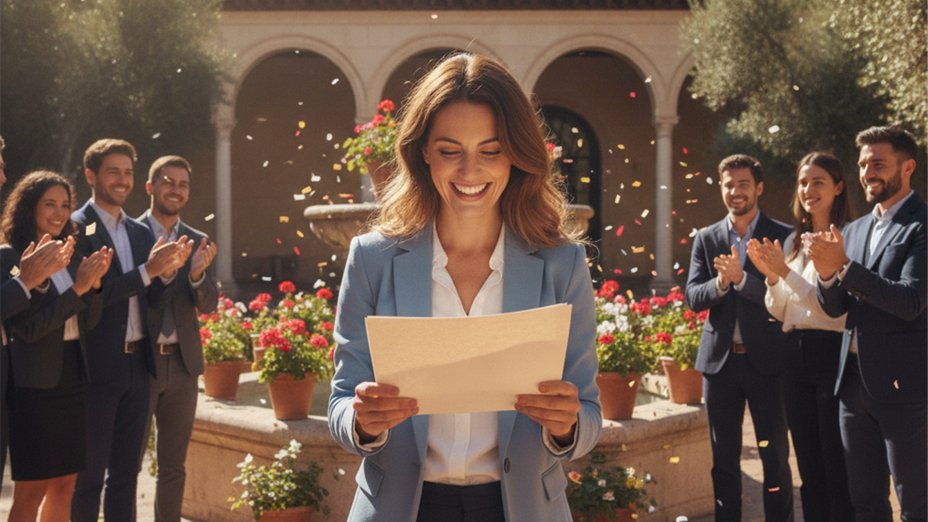 profesional recibiendo oferta de trabajo en España