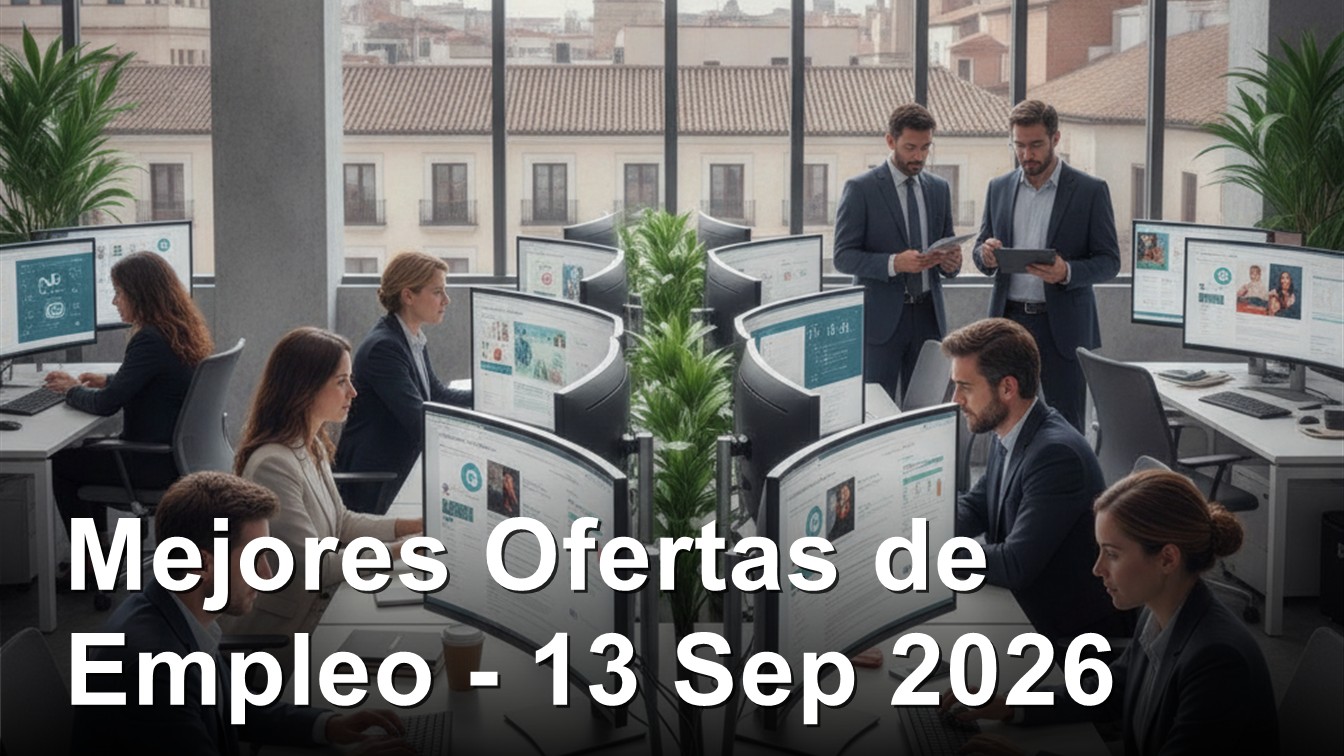 Personas buscando empleo en oficina moderna en España