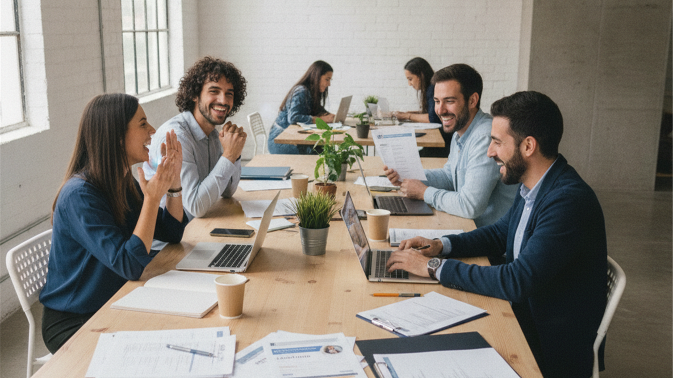 Profesionales buscando empleo en España en oficina moderna septiembre 2026