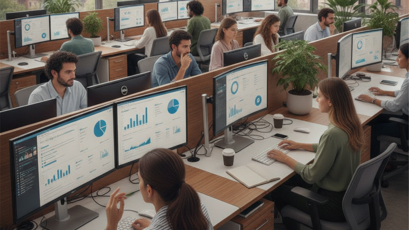 Profesionales trabajando en búsqueda de empleo en España