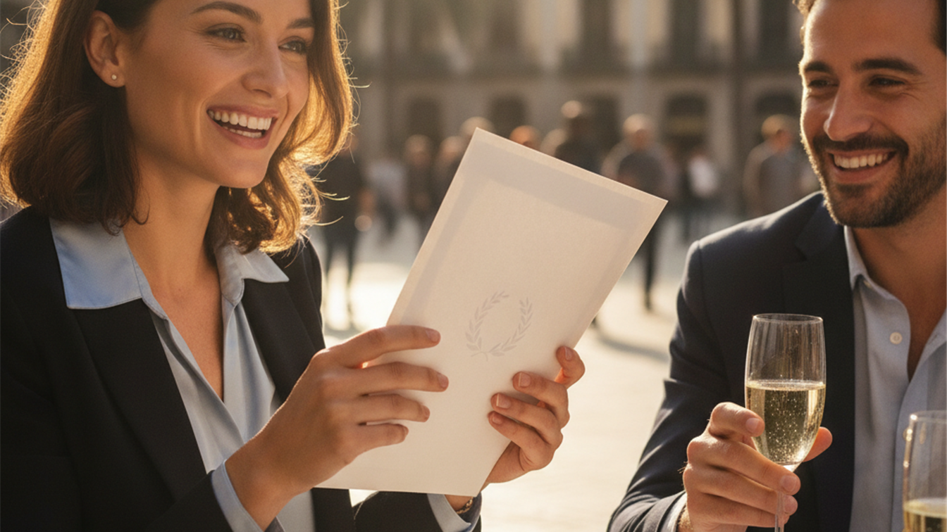 Profesional recibiendo oferta de trabajo en España