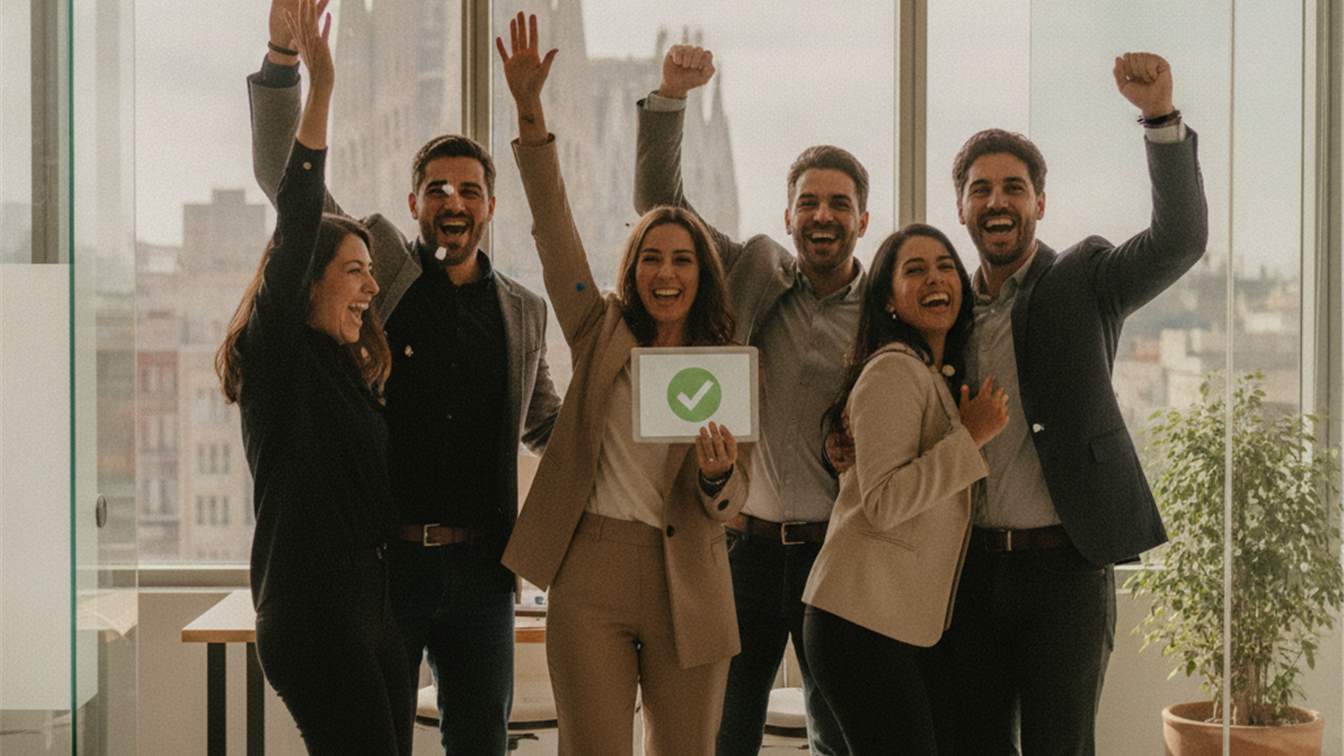Profesionales buscando empleo en oficina moderna en España
